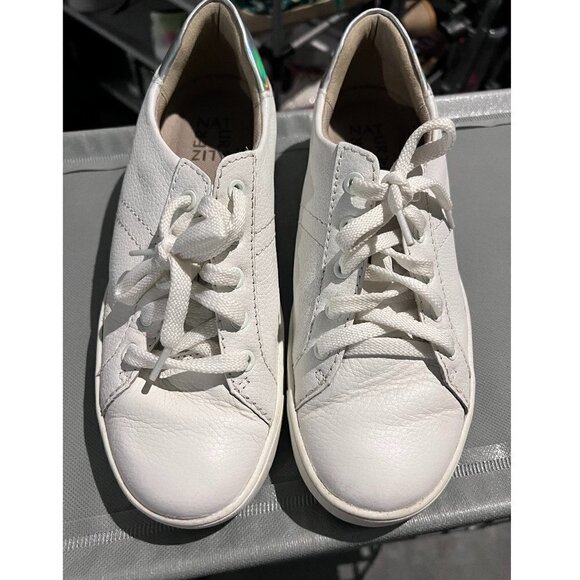 Naturalizer Morrison White/Silver Leather Iridescent Lace-Up Sneakers Women's 8W - Picture 10 of 13
